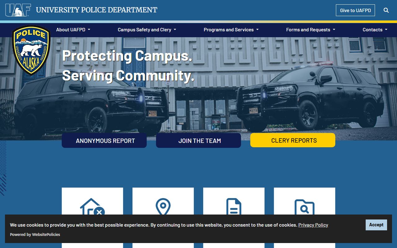 UAF Police Department website for Farmers Loop area felony records