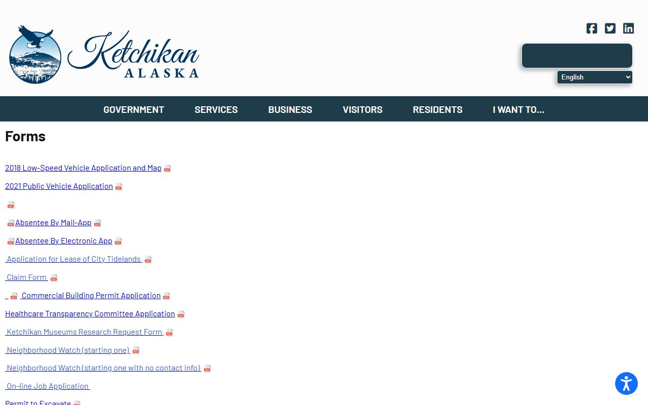 Ketchikan Police Department forms page for requesting Ketchikan felony and incident records