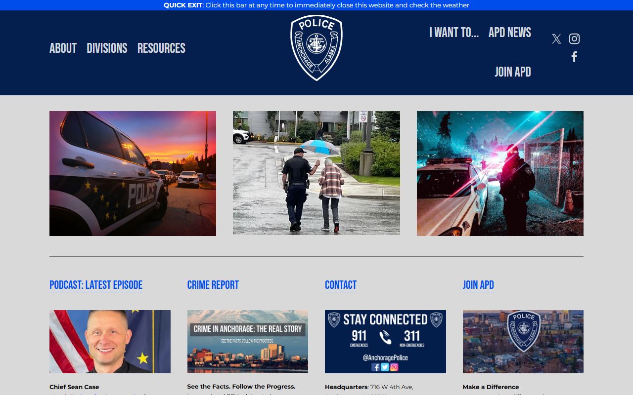 Anchorage Police Department website for Anchorage Municipality felony records and arrest records