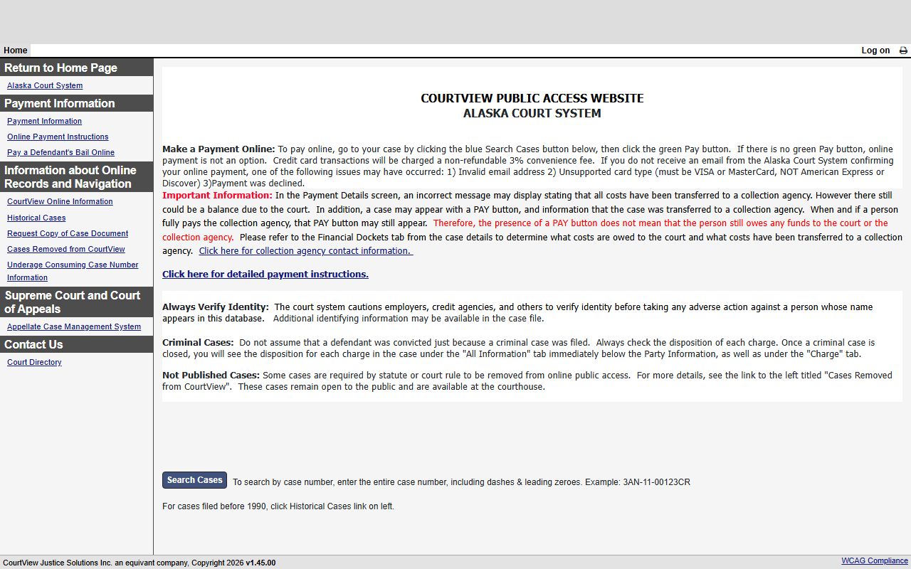 CourtView case search for Kusilvak Census Area felony records