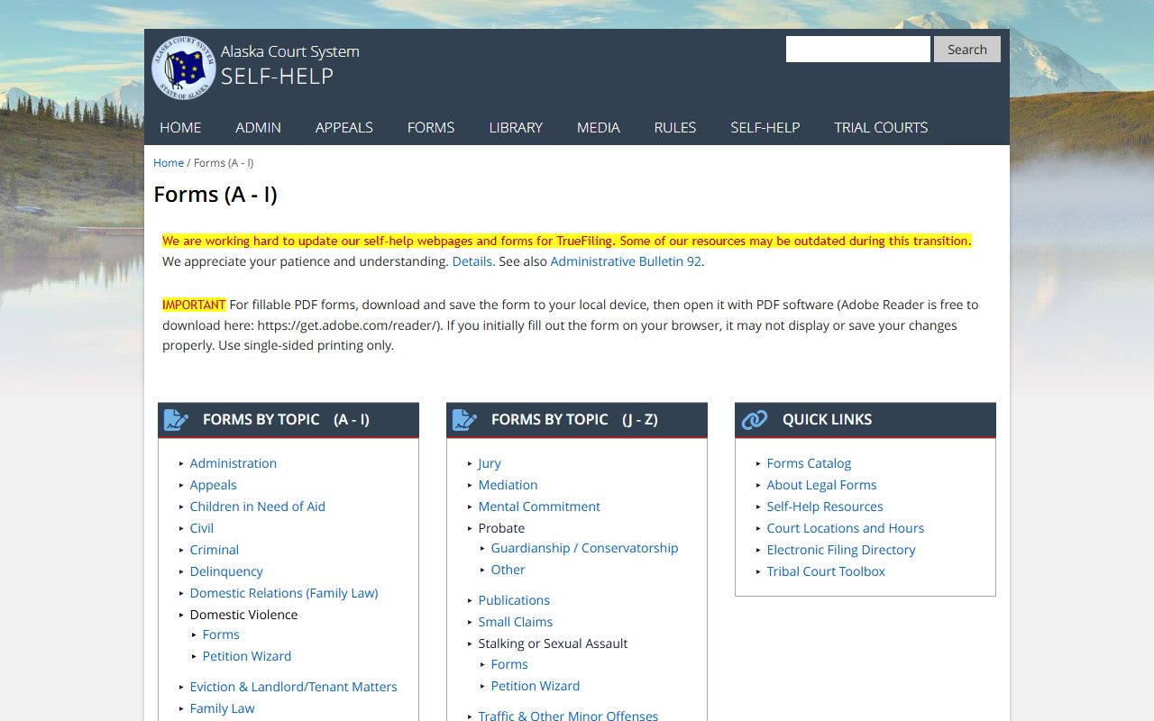 Alaska court system forms for requesting felony records